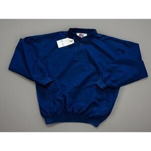 Joe College Jacket Mens M Navy Blue Blank Nylon Pullover Windbreaker NWT